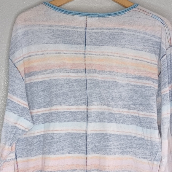 We The Free Arielle Printed Striped Long Sleeve Faded Ringer Tee - Picture 6 of 12